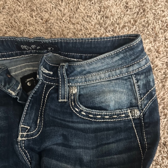 Miss Me Blue Boot Cut Jeans with Embellished Design - Picture 4 of 5